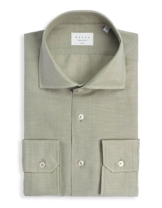 Camisa Cuello francés Liso Texturizado Verde salvia Tailor Custom Fit