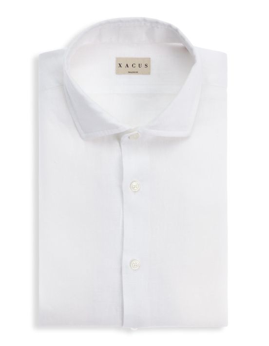 Camicia Collo francese piccolo Tinta Unita Lino Bianco Tailor Custom Fit