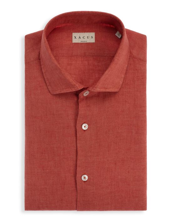 Brick Linen Solid colour Shirt Collar small cutaway Tailor Custom Fit