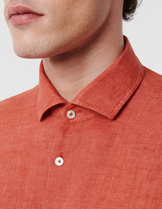 Brick Linen Solid colour Shirt Collar small cutaway Tailor Custom Fit hover