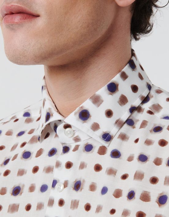 Brown Textured Pattern Shirt Collar small cutaway Tailor Custom Fit hover