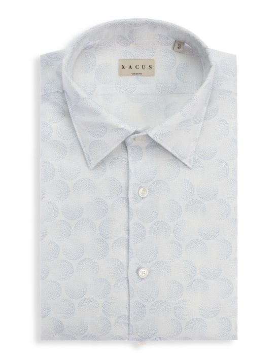 Camisa Cuello italiano Estampado Lino Celeste Tailor Custom Fit