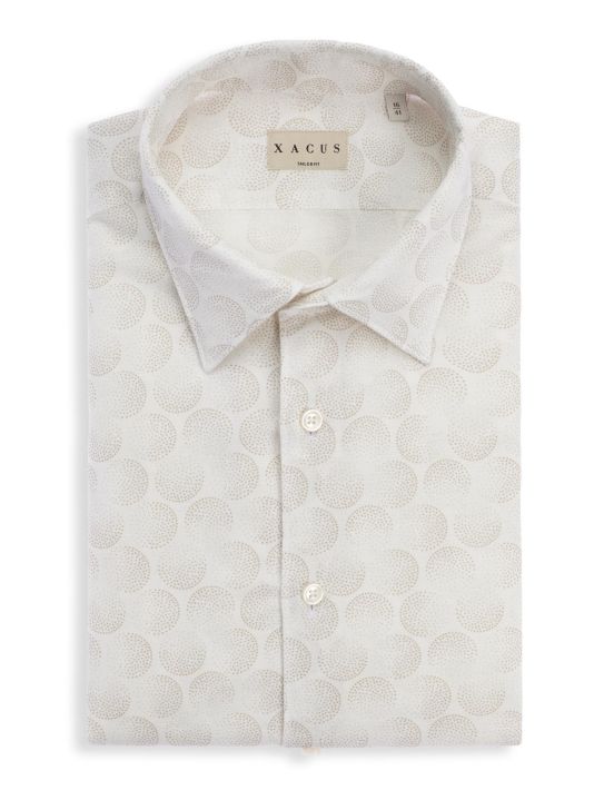 Beige Linen Pattern Shirt Collar spread Tailor Custom Fit