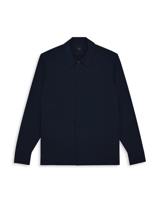 Dark Blue Textured Solid colour Shirt Collar spread Over