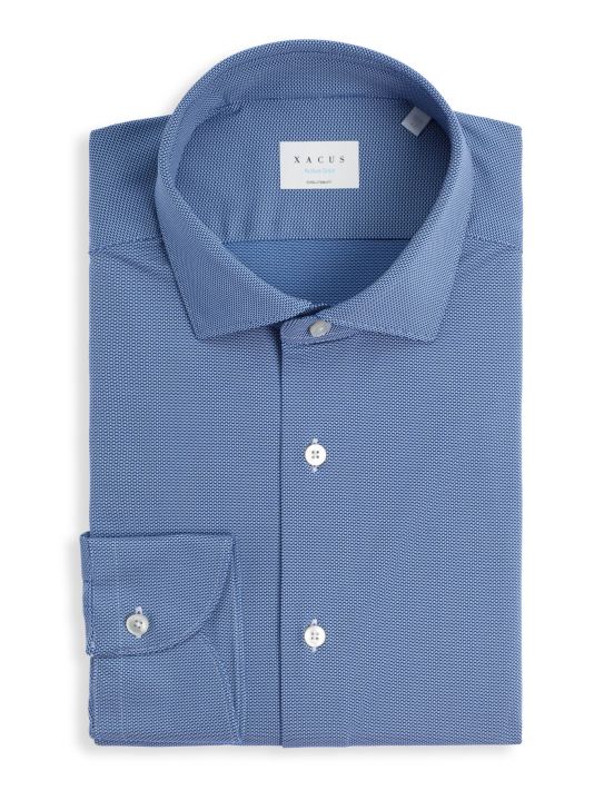 Blue Textured Pattern Shirt Collar small cutaway Evolution Classic Fit
