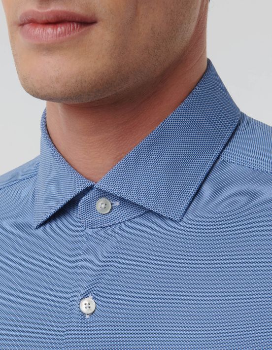 Camisa Cuello francés pequeño Estampado Texturizado Azul Evolution Classic Fit hover