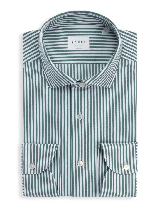 Forest Green Twill Stripe Shirt Collar small cutaway Evolution Classic Fit