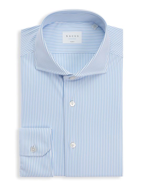 Light Blue Twill Stripe Shirt Collar cutaway Tailor Custom Fit