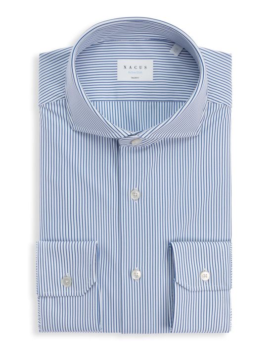 Blue Twill Stripe Shirt Collar cutaway Tailor Custom Fit