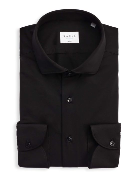 Camisa Cuello francés pequeño Liso Sarga Negro Tailor Custom Fit