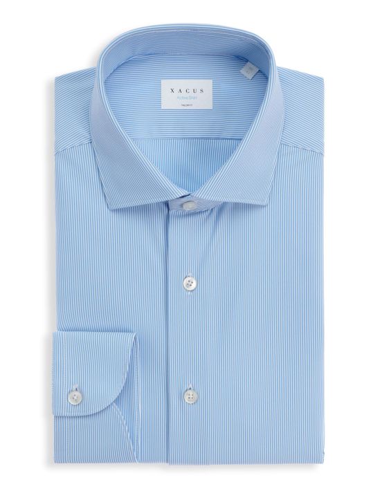Light Blue Textured Stripe Shirt Collar small cutaway Tailor Custom Fit
