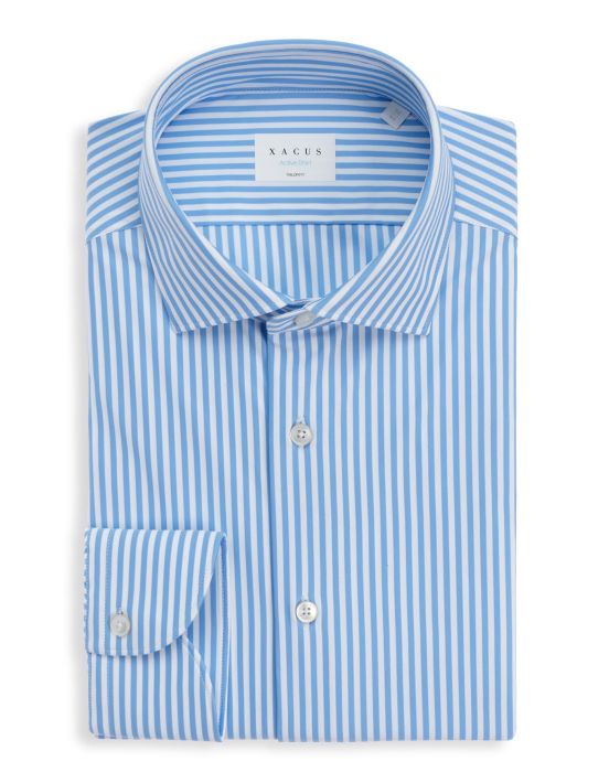 Light Blue Twill Stripe Shirt Collar small cutaway Tailor Custom Fit