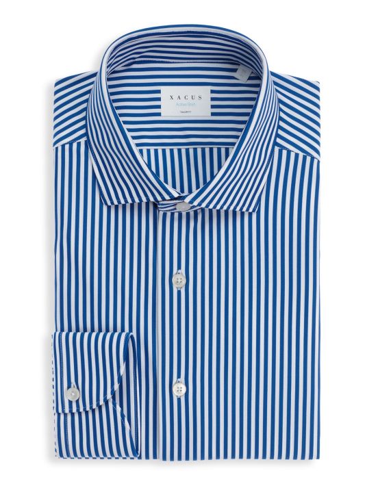 Electric Blue Twill Stripe Shirt Collar small cutaway Tailor Custom Fit
