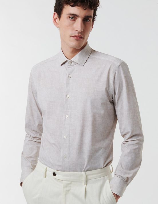 Beige Textured Pattern Shirt Collar small cutaway