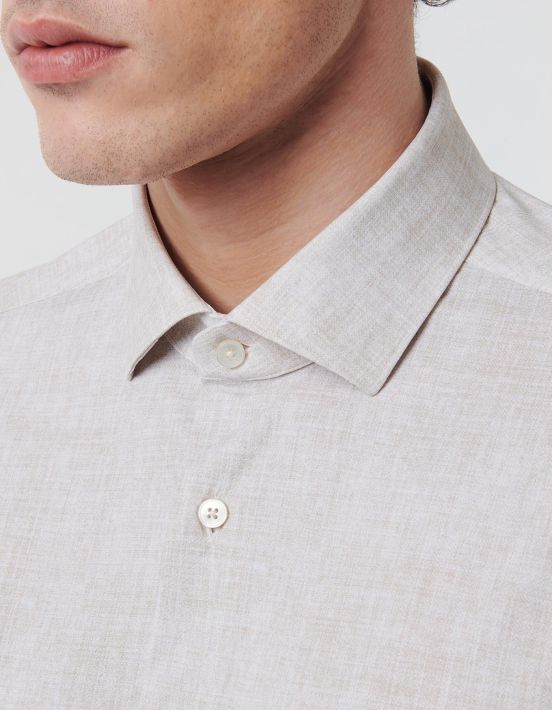 Beige Textured Pattern Shirt Collar small cutaway Tailor Custom Fit hover