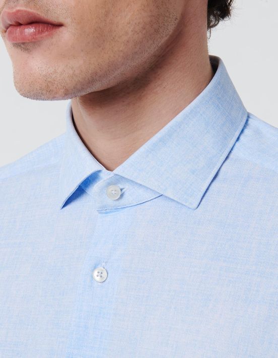 Light Blue Textured Pattern Shirt Collar small cutaway Tailor Custom Fit hover