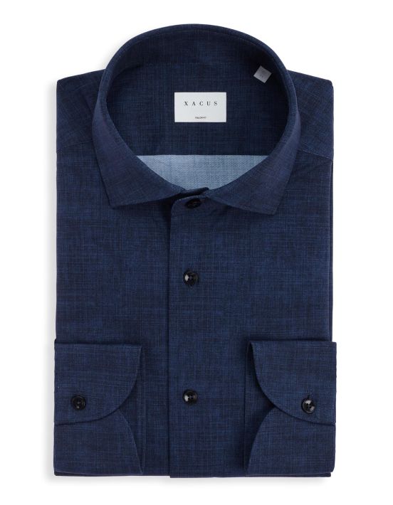 Dark Blue Textured Pattern Shirt Collar small cutaway Tailor Custom Fit