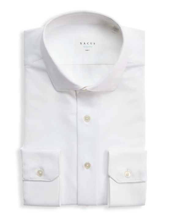 White Twill Solid colour Shirt Collar small cutaway Slim Fit