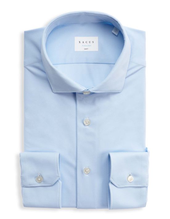 Sky Blue Oxford Solid colour Shirt Collar small cutaway Slim Fit
