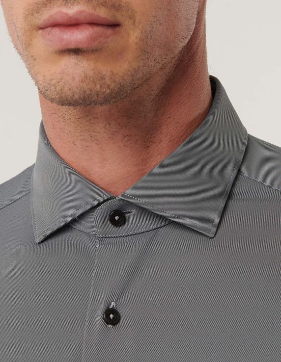 Grey Melange Textured Solid colour Shirt Collar small cutaway Slim Fit hover