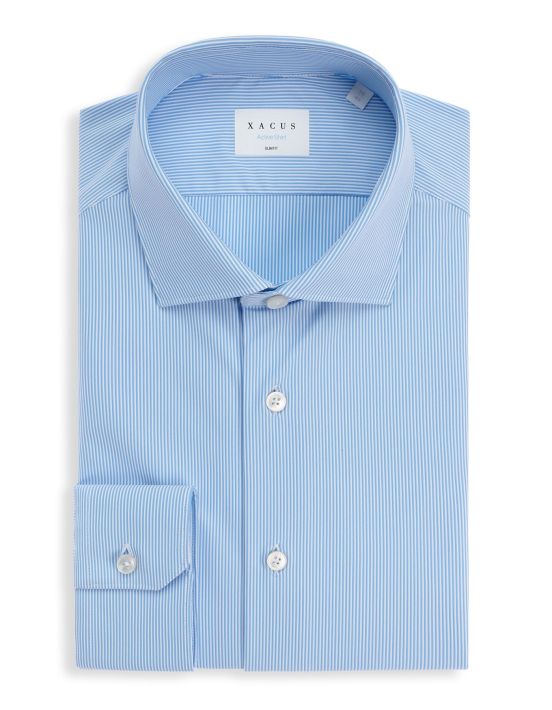 Light Blue Textured Stripe Shirt Collar small cutaway Slim Fit