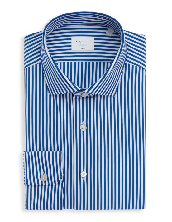Electric Blue Twill Stripe Shirt Collar small cutaway Slim Fit