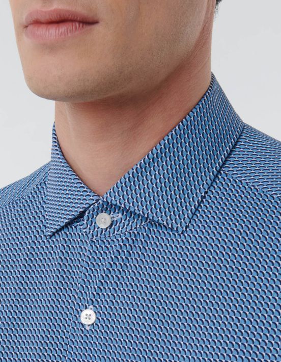 Airforce Blue Textured Pattern Shirt Collar small cutaway Slim Fit hover