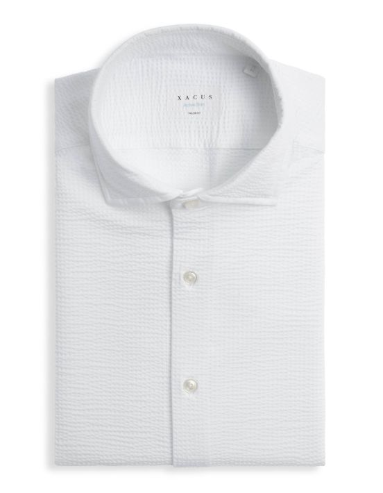 White Seersucker Solid colour Shirt Collar small cutaway Tailor Custom Fit