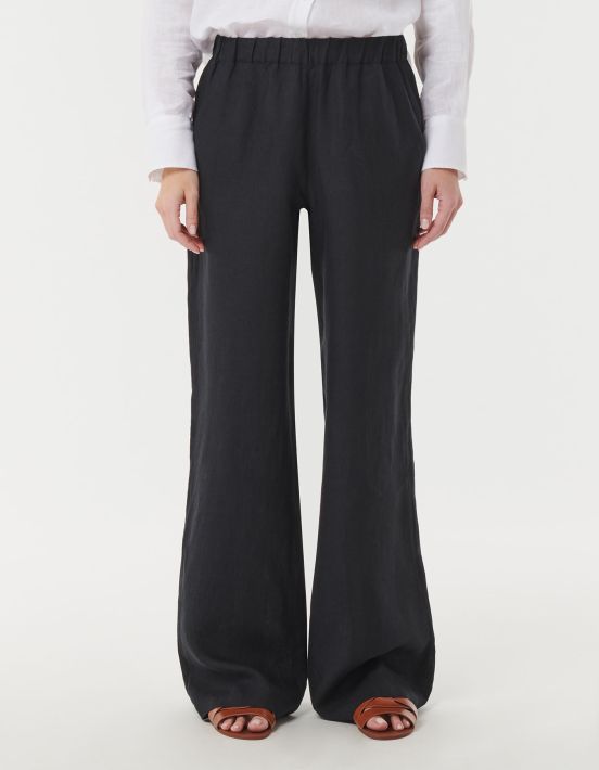 Pants Black Linen Solid colour One Size hover