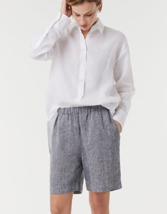 Pants Grey Melange Linen Solid colour One Size