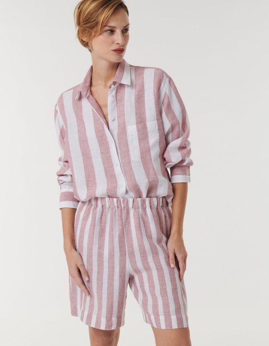 Pants Dark Pink Linen Stripe One Size