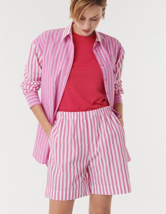 Pants Dark Pink Cotton Stripe One Size