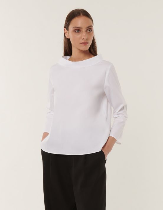 Blouse White Stretch Solid colour One Size