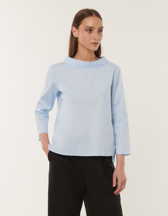 Blouse Light Blue Stretch Solid colour One Size