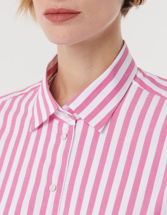 Chemise Rose foncé Coton Rayure Over hover