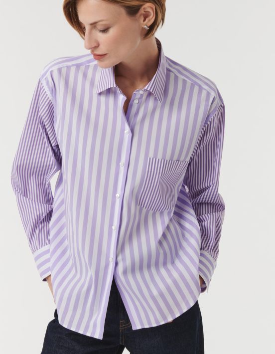 Shirt Light Purple Stretch Stripe Over