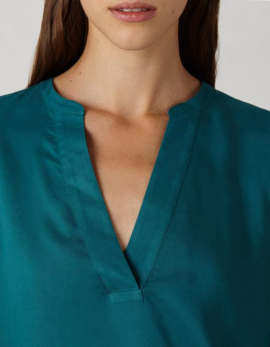 Blouse Teal Viscose Solid colour One Size hover