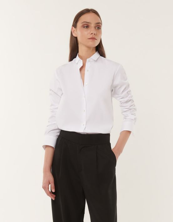 Shirt White Stretch Solid colour Regular Fit