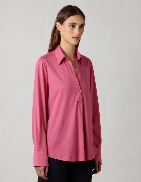 Blouse Dark Pink Jersey Solid colour