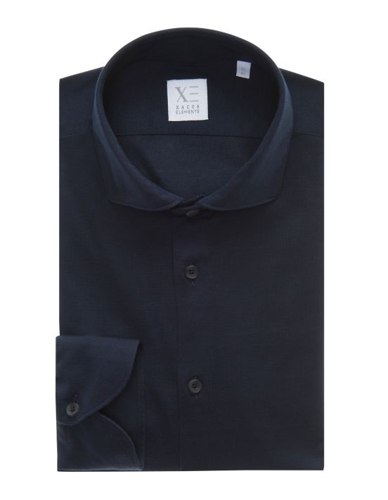 Camicia Collo francese Tinta Unita Piquet Blu navy Tailor Custom Fit