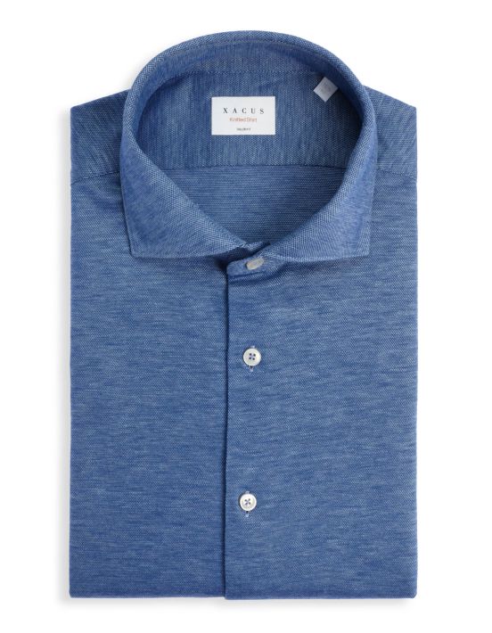 Blue Piquet Solid colour Shirt Collar cutaway Tailor Custom Fit