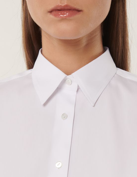 Shirt White Stretch Solid colour Regular Fit hover