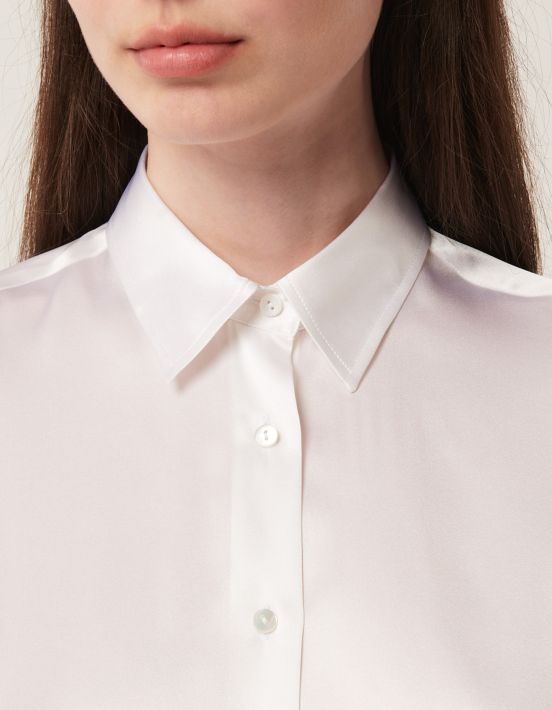 Shirt White Silk Solid colour Regular Fit hover