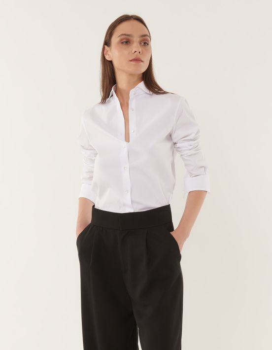 Shirt White Stretch Solid colour Regular Fit