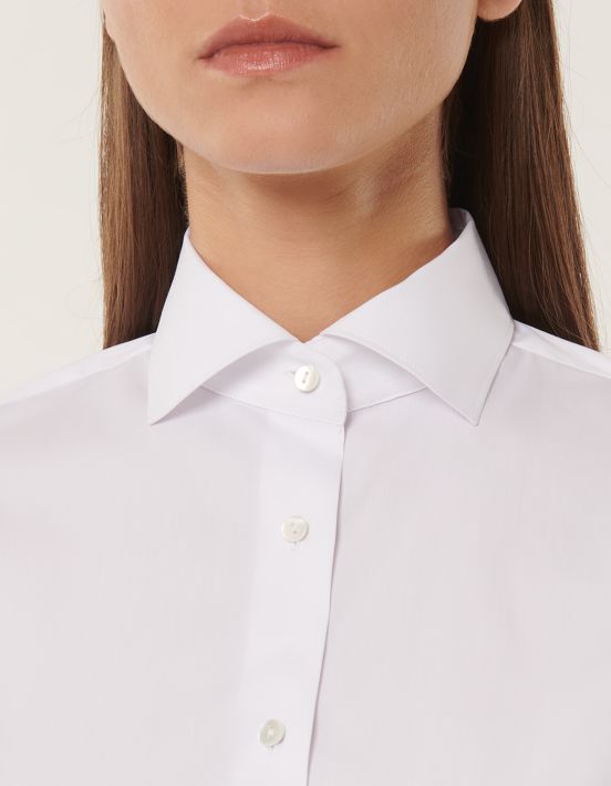 Shirt White Stretch Solid colour Regular Fit hover