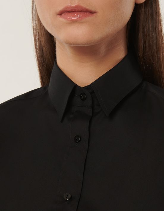 Camisa Negro Elástico Liso Slim Fit hover
