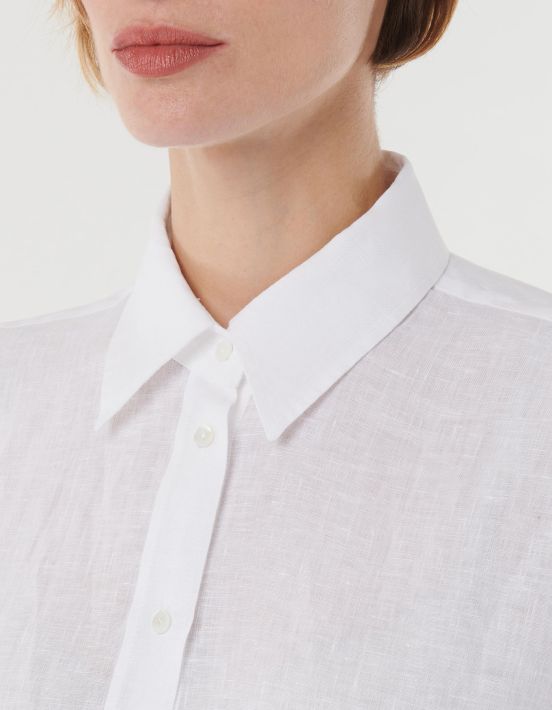 Shirt White Linen Solid colour Over hover