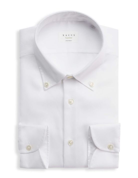Hemd Uni Kragen Button-down Oxford Weiß Evolution Classic Fit