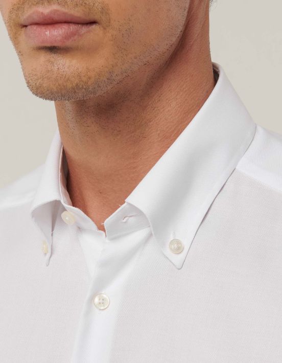 Hemd Uni Kragen Button-down Oxford Weiß Evolution Classic Fit hover