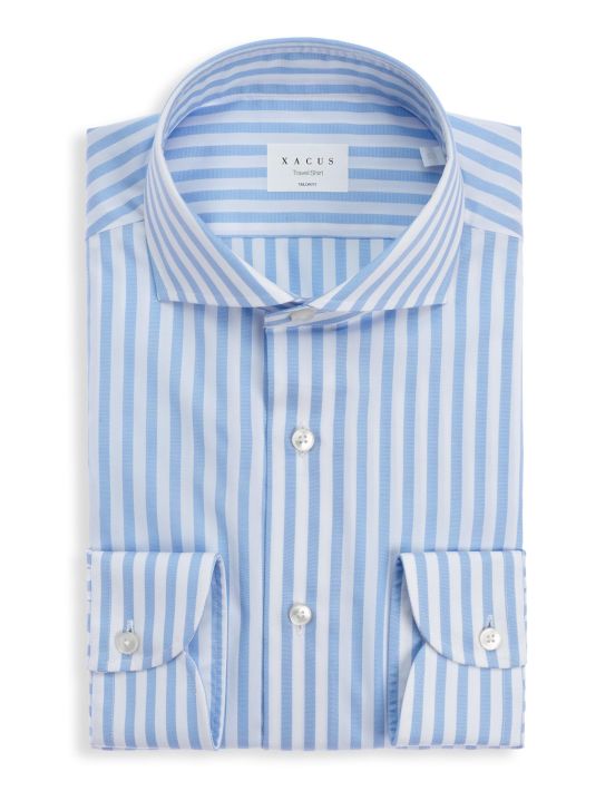 Light Blue Textured Stripe Shirt Collar cutaway Tailor Custom Fit